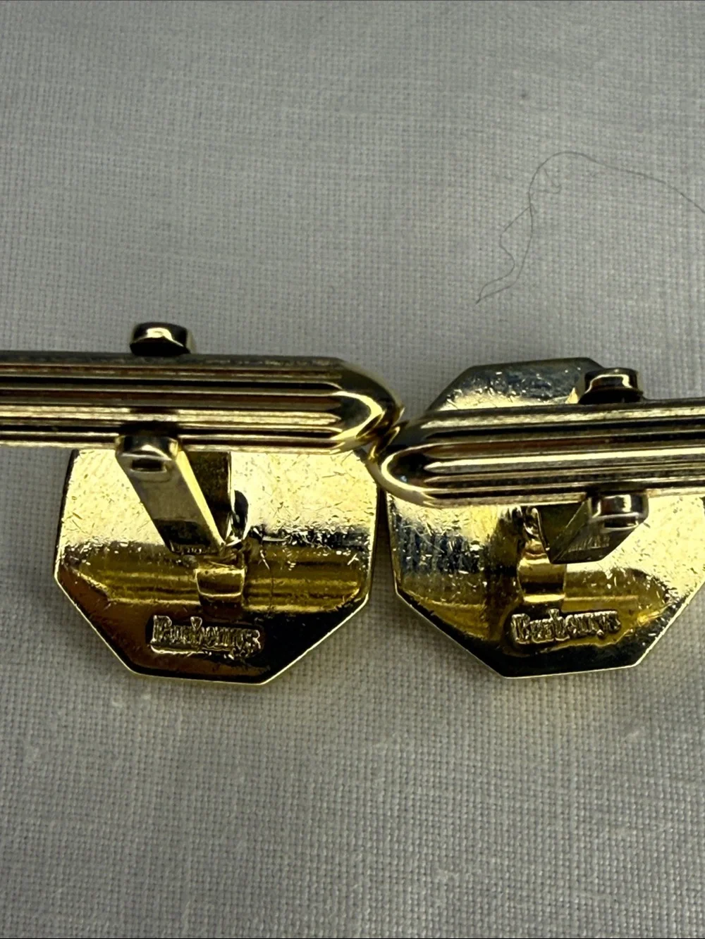 Burberrys Blue Enamel Gold Tone Octagonal Cufflinks Vintage